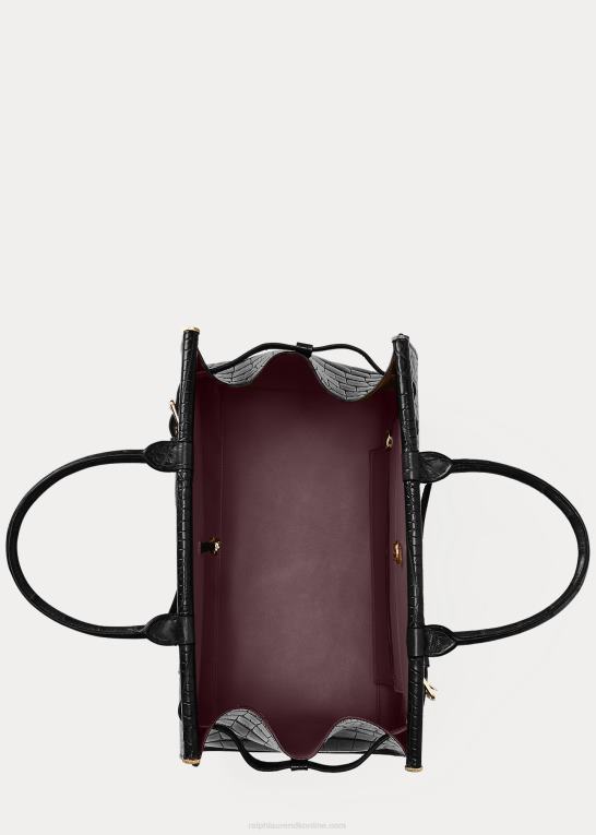 sort Kvinder Ralph Lauren alligator stor rl50 håndtaske Z426B5305