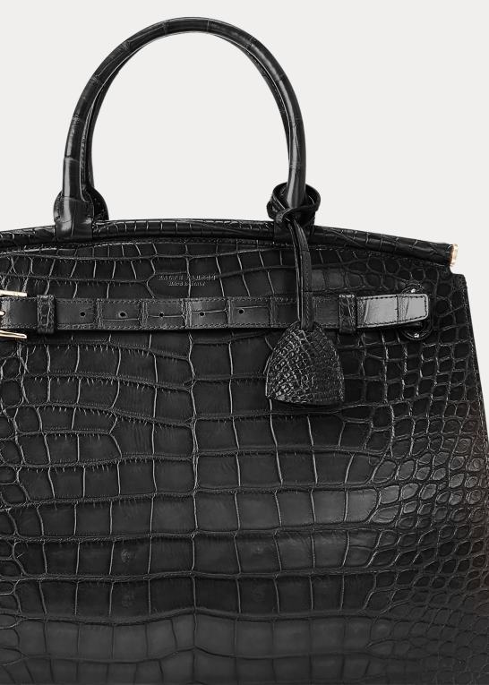 sort Kvinder Ralph Lauren alligator stor rl50 håndtaske Z426B5305