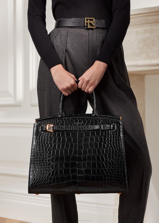 sort Kvinder Ralph Lauren alligator stor rl50 håndtaske Z426B5305