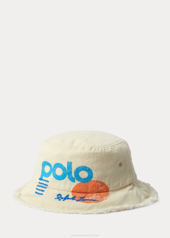 creme multi Kvinder Ralph Lauren logo sun & waves bøttehat i bomuld Z426B5573