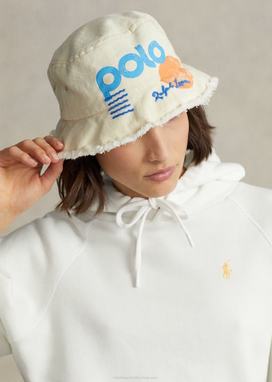 creme multi Kvinder Ralph Lauren logo sun & waves bøttehat i bomuld Z426B5573