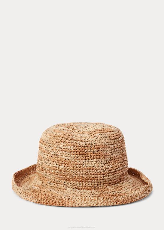 naturlig Kvinder Ralph Lauren hæklet raffia solhat Z426B5559