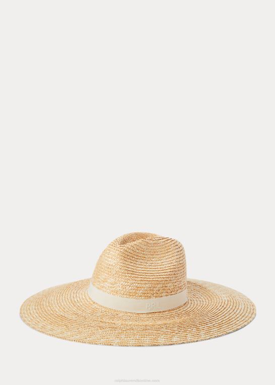 naturlig Kvinder Ralph Lauren solhat i strå med broderet logo Z426B5550