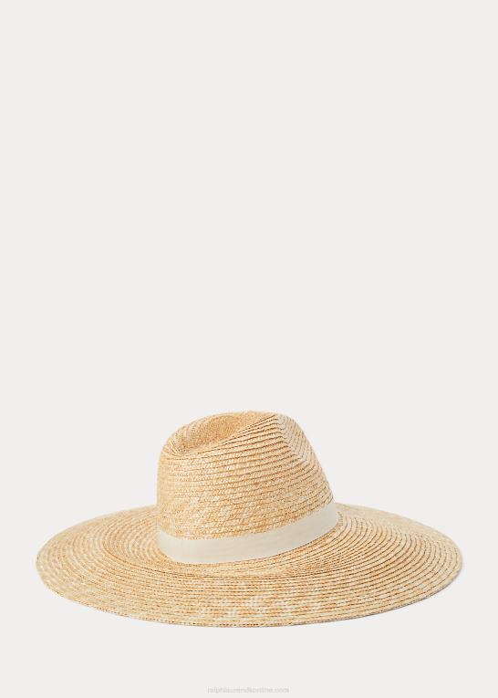 naturlig Kvinder Ralph Lauren solhat i strå med broderet logo Z426B5550