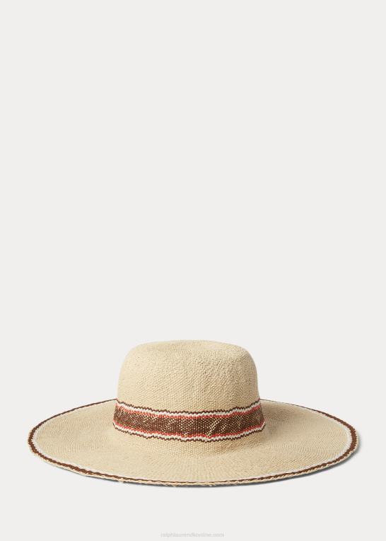 naturlig multi Kvinder Ralph Lauren logo strå solhat Z426B9725