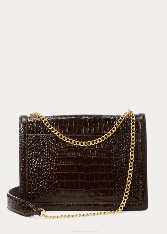 chokolade Kvinder Ralph Lauren polo id krokodillepræget kuvertkædetaske Z426B5170