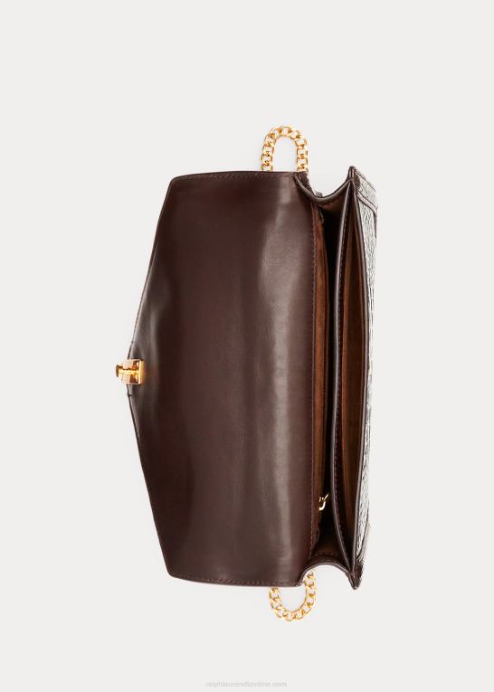 chokolade Kvinder Ralph Lauren polo id krokodillepræget kuvertkædetaske Z426B5170