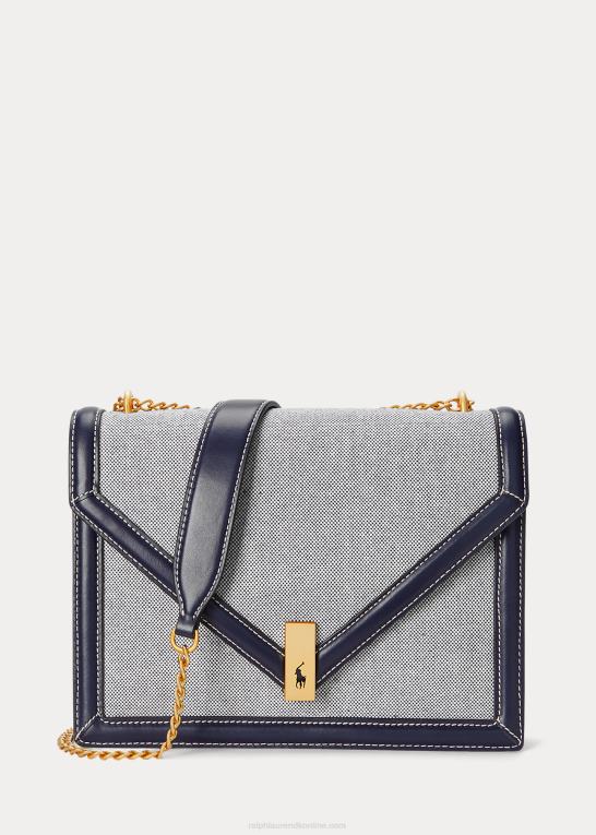 marineblå/creme Kvinder Ralph Lauren polo id kanvas kuvert kædetaske Z426B5166