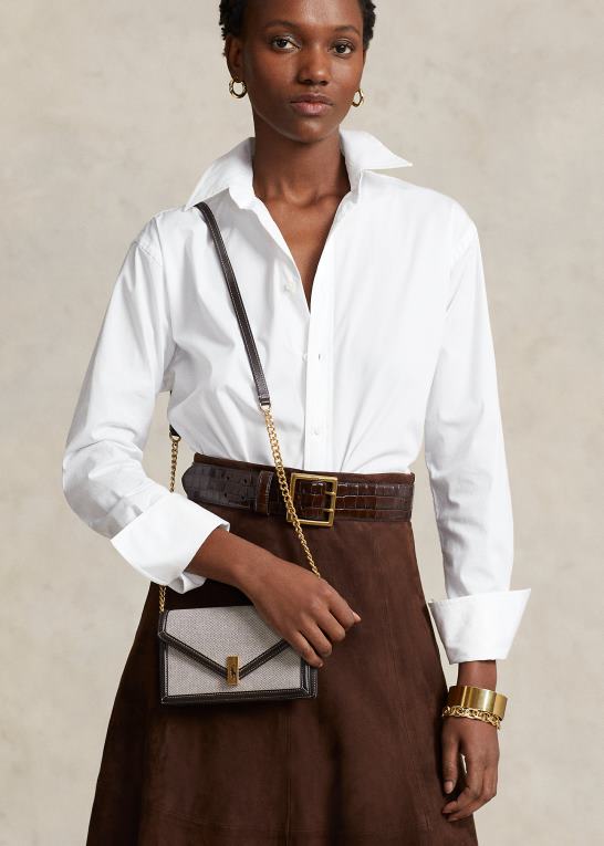 natur/tobak Kvinder Ralph Lauren polo id canvas kæde pung & taske Z426B5178