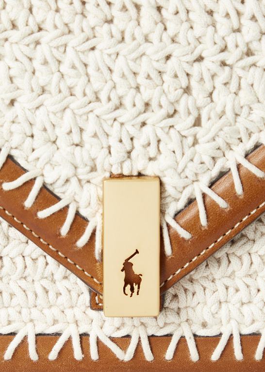 pergament creme Kvinder Ralph Lauren polo id hæklet kuvert kædetaske Z426B5168