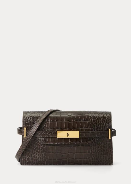 chokolade Kvinder Ralph Lauren polo id krokodillepreget clutch Z426B5181