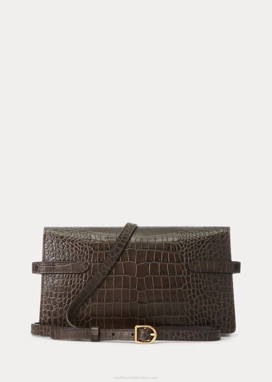 chokolade Kvinder Ralph Lauren polo id krokodillepreget clutch Z426B5181