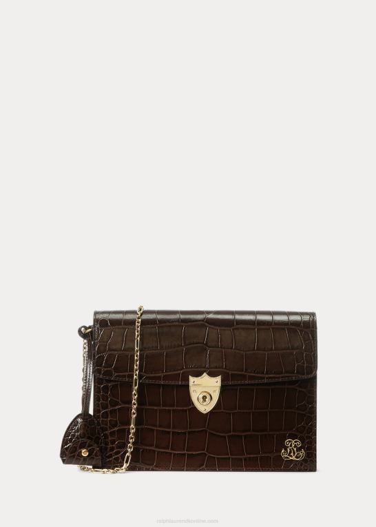 mørkebrun Kvinder Ralph Lauren alligator crest kuvertkobling Z426B5254