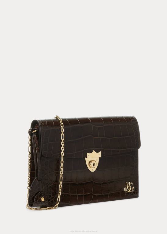 mørkebrun Kvinder Ralph Lauren alligator crest kuvertkobling Z426B5254