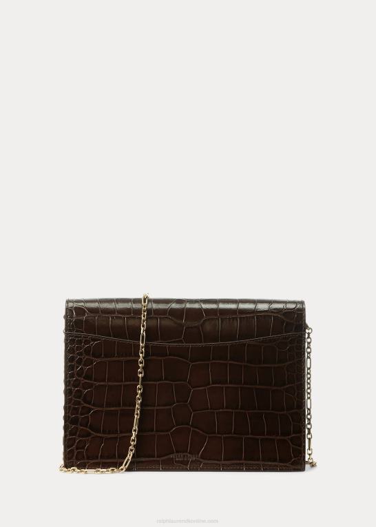 mørkebrun Kvinder Ralph Lauren alligator crest kuvertkobling Z426B5254
