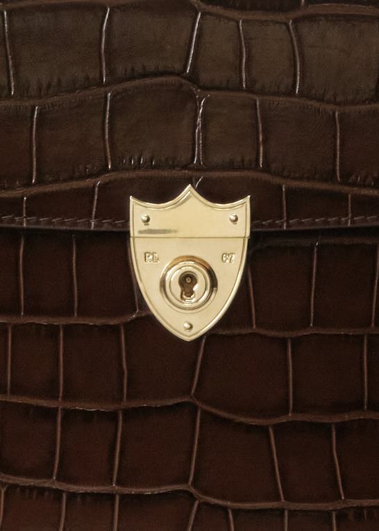 mørkebrun Kvinder Ralph Lauren alligator crest kuvertkobling Z426B5254