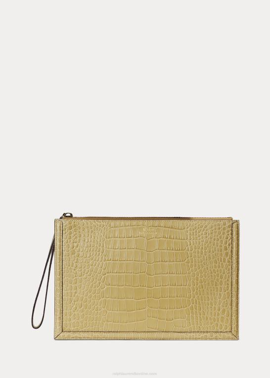 sand Kvinder Ralph Lauren præget læder kuvert clutch Z426B5238