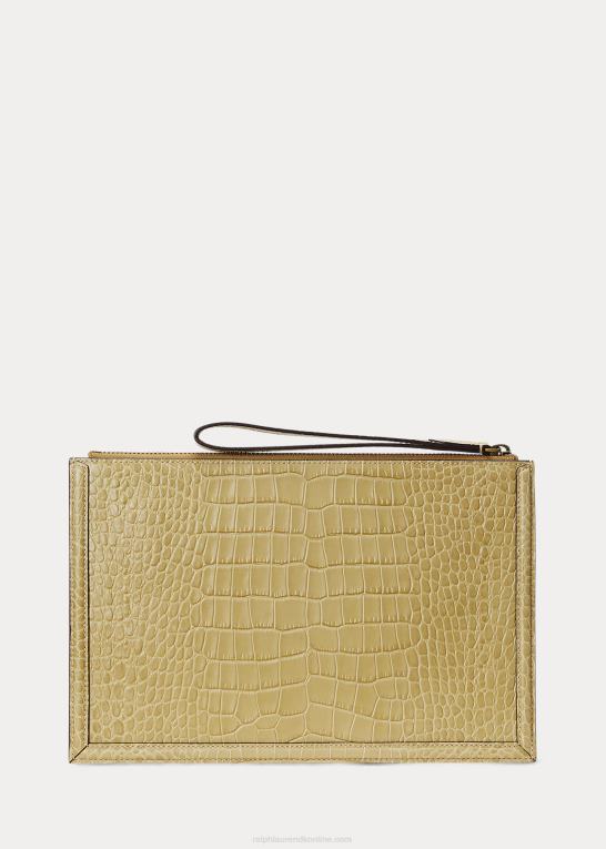 sand Kvinder Ralph Lauren præget læder kuvert clutch Z426B5238