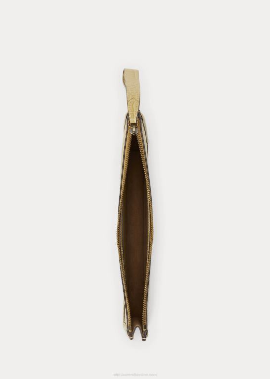 sand Kvinder Ralph Lauren præget læder kuvert clutch Z426B5238