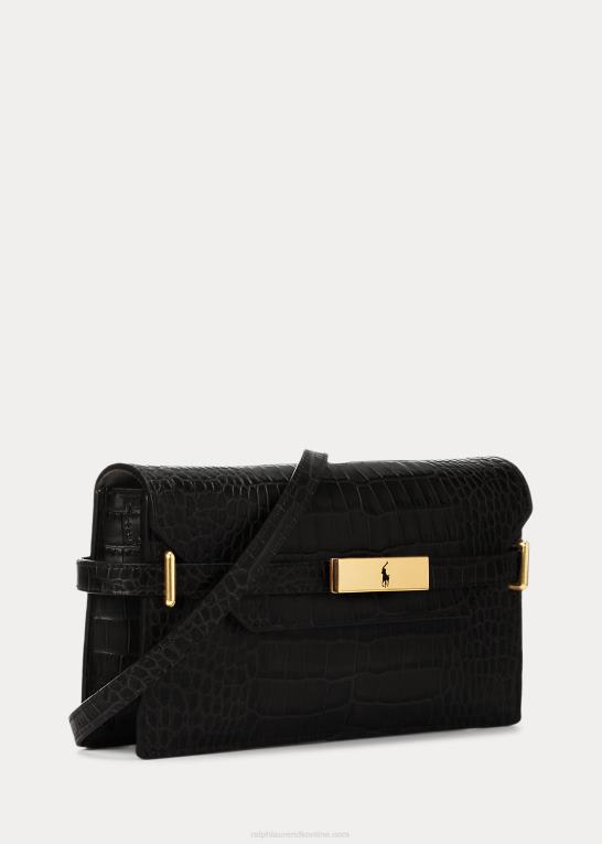 sort Kvinder Ralph Lauren polo id krokodillepreget clutch Z426B5180