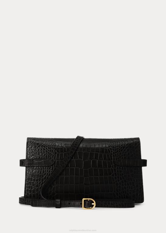 sort Kvinder Ralph Lauren polo id krokodillepreget clutch Z426B5180