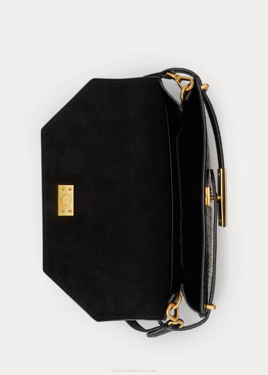 sort Kvinder Ralph Lauren polo id krokodillepreget clutch Z426B5180