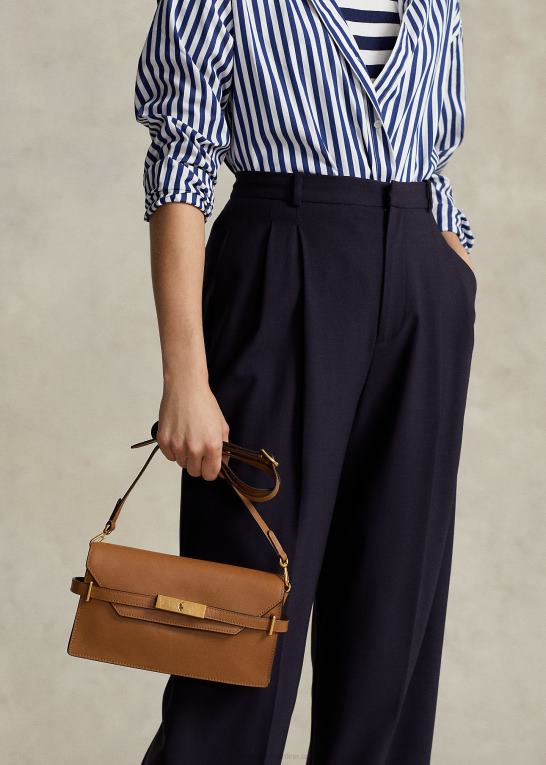 tan Kvinder Ralph Lauren polo id læder crossbody clutch Z426B5183