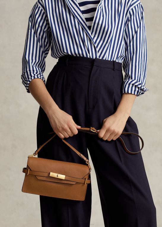 tan Kvinder Ralph Lauren polo id læder crossbody clutch Z426B5183