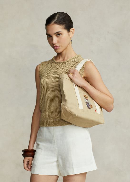Kvinder Ralph Lauren kanvas mini polobjørn tote Z426B5241