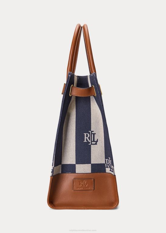 Kvinder Ralph Lauren stor devyn mulepose med logotryk i lærred Z426B5427