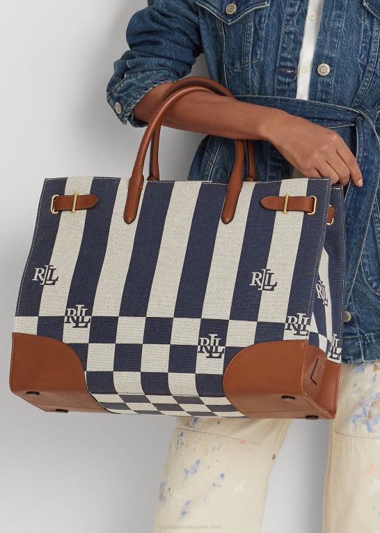 Kvinder Ralph Lauren stor devyn mulepose med logotryk i lærred Z426B5427