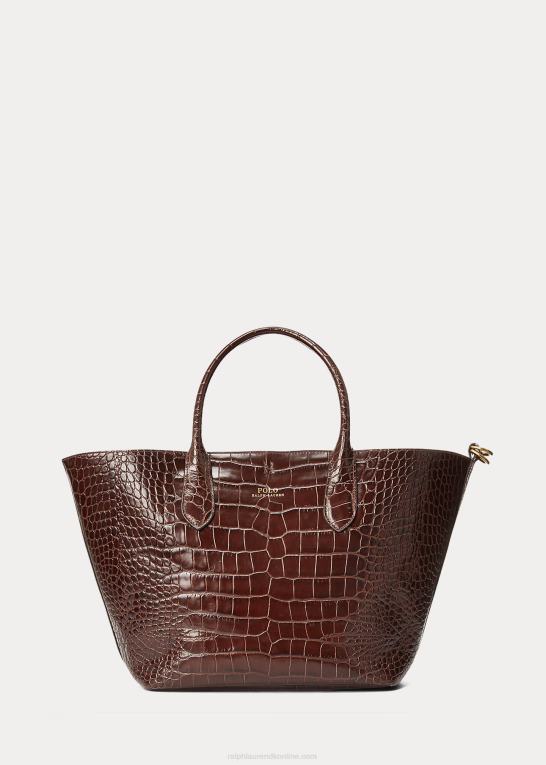 chokolade Kvinder Ralph Lauren præget medium bellport tote Z426B5216