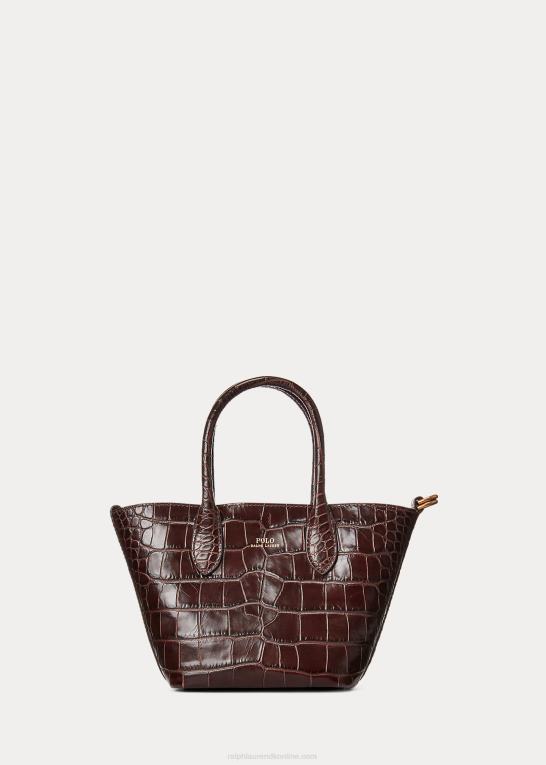 chokolade Kvinder Ralph Lauren præget mini bellport tote Z426B5209