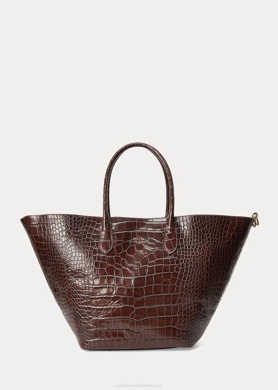 chokolade Kvinder Ralph Lauren præget stor bellport tote Z426B5224