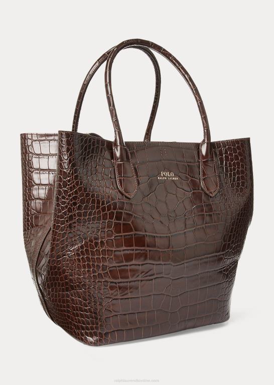 chokolade Kvinder Ralph Lauren præget stor bellport tote Z426B5224