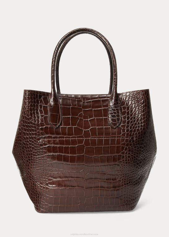 chokolade Kvinder Ralph Lauren præget stor bellport tote Z426B5224