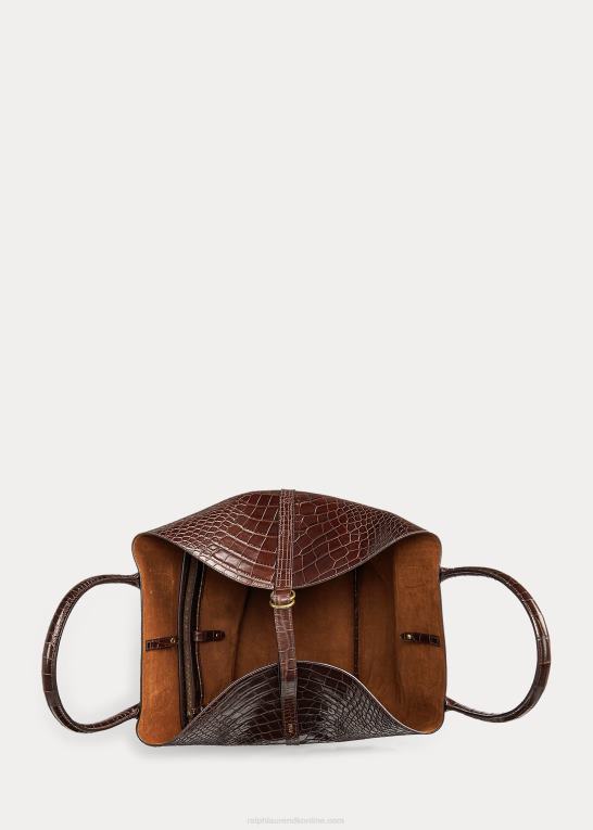 chokolade Kvinder Ralph Lauren præget stor bellport tote Z426B5224
