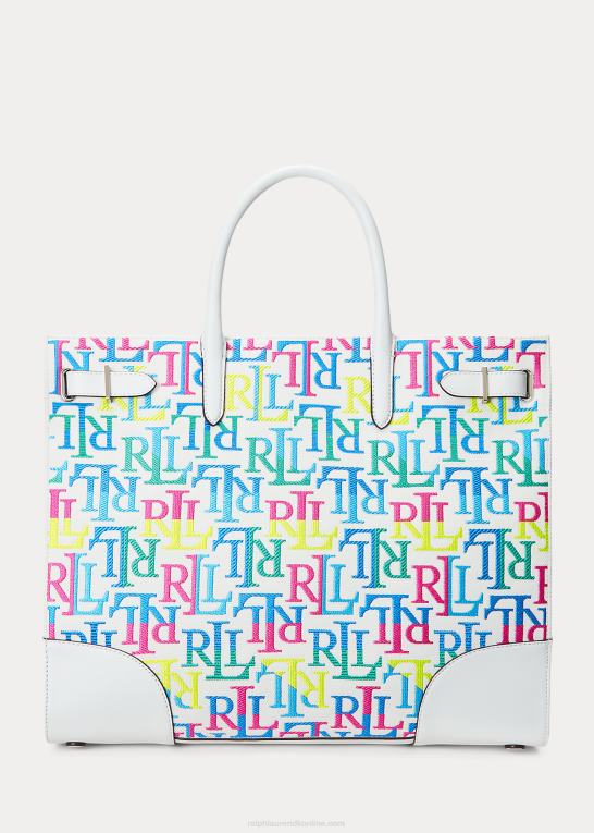 flerfarvet logo/hvid Kvinder Ralph Lauren stor devyn mulepose med broderet lærred Z426B5425
