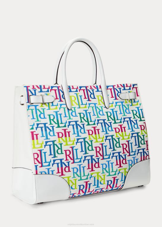 flerfarvet logo/hvid Kvinder Ralph Lauren stor devyn mulepose med broderet lærred Z426B5425