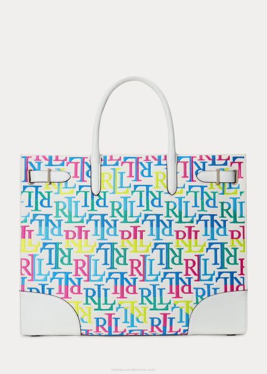 flerfarvet logo/hvid Kvinder Ralph Lauren stor devyn mulepose med broderet lærred Z426B5425