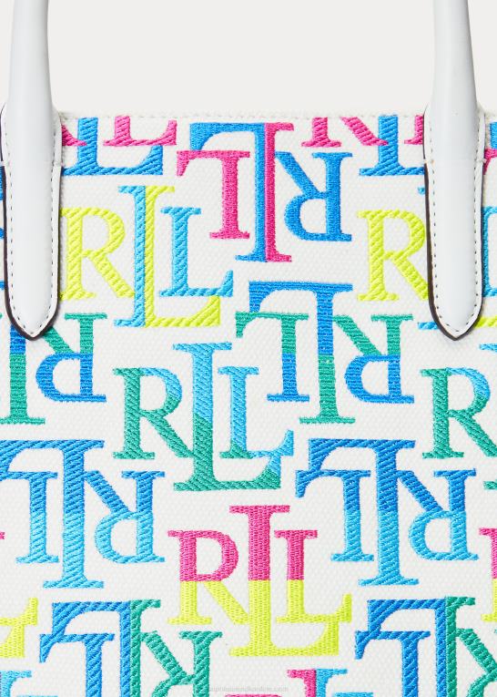 flerfarvet logo/hvid Kvinder Ralph Lauren stor devyn mulepose med broderet lærred Z426B5425