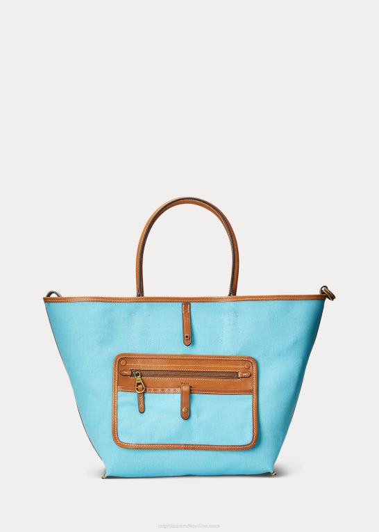 gletsjer turkis/marine Kvinder Ralph Lauren vendbar canvas medium bellport tote Z426B5192