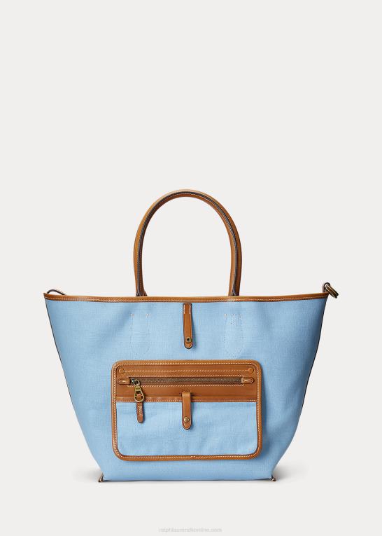 hårdfør rød/pulverblå Kvinder Ralph Lauren vendbar canvas medium bellport tote Z426B5193