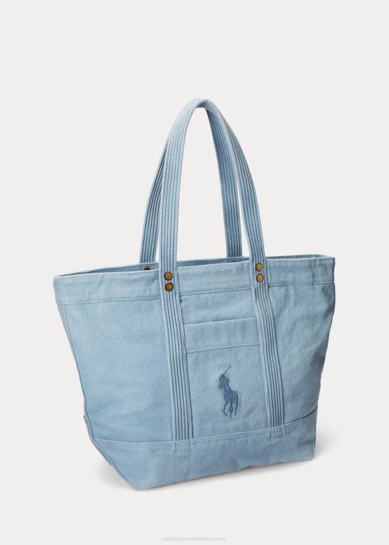 indigo Kvinder Ralph Lauren mellemstor mulepose i lærred Z426B5240