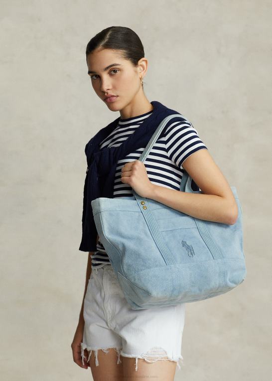 indigo Kvinder Ralph Lauren mellemstor mulepose i lærred Z426B5240