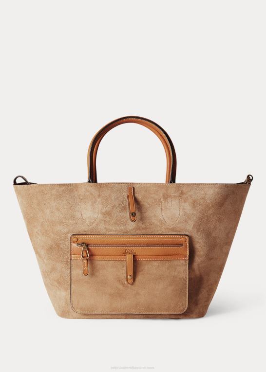 kanel Kvinder Ralph Lauren mellemlang bellport tote i kalveruskind Z426B5212