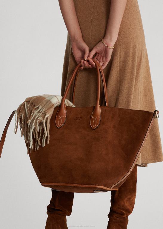 kanel Kvinder Ralph Lauren mellemlang bellport tote i kalveruskind Z426B5212