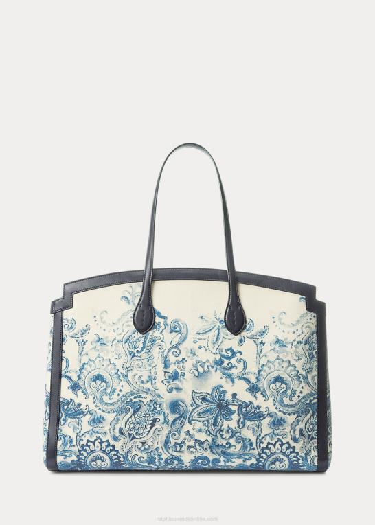 marineblå blomster Kvinder Ralph Lauren Paisley canvas rl strandtaske Z426B5330