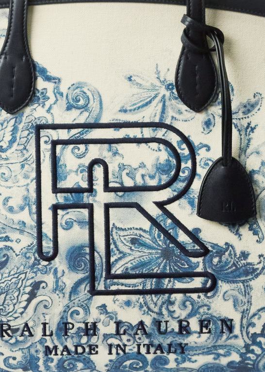 marineblå blomster Kvinder Ralph Lauren Paisley canvas rl strandtaske Z426B5330
