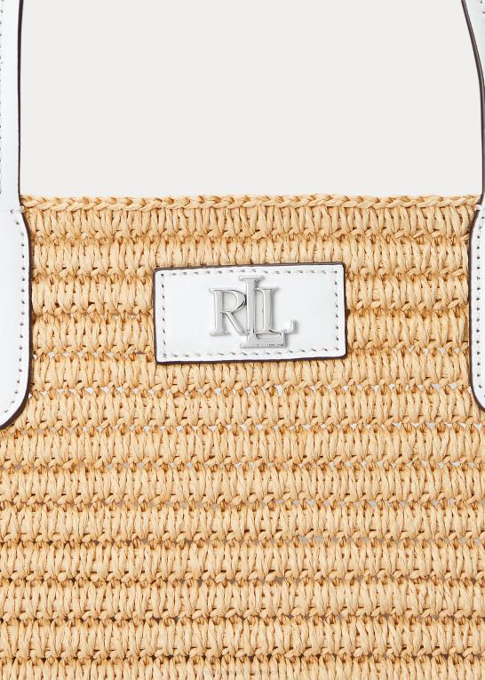 natur/hvid Kvinder Ralph Lauren læderbeklædt strå stor brie-tote-taske Z426B5421